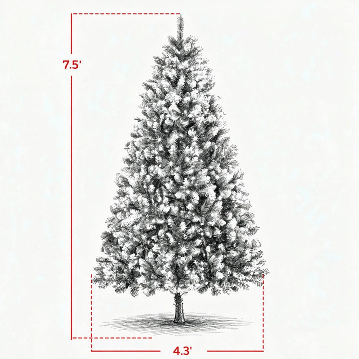 Grote kerstboom met witte puntjes en lichtjes