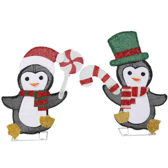 Hollevo Set van 2 verlichte pinguïns met zuurstok
