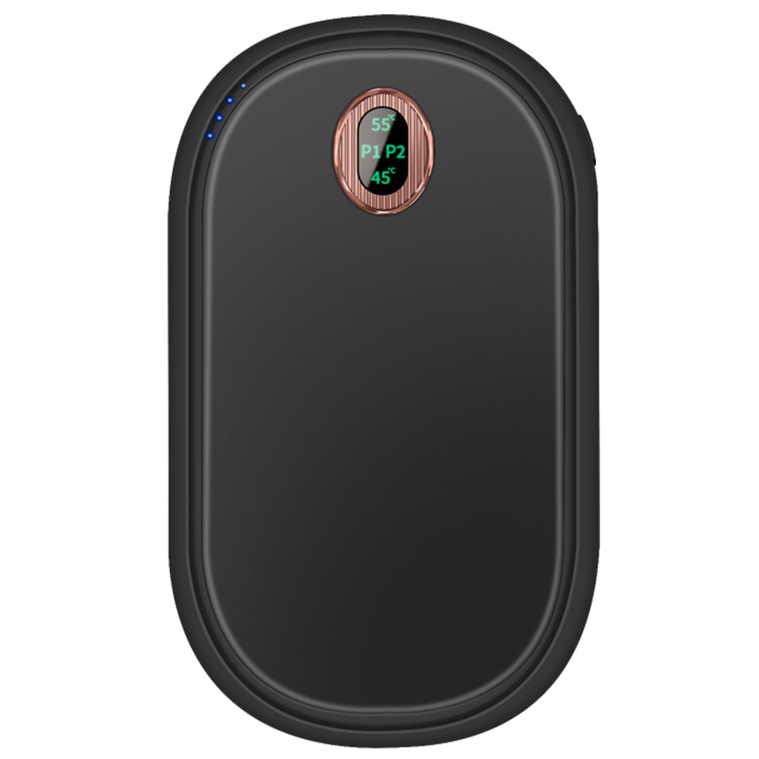 Kiezelvormige handwarmer met display