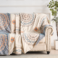 Hollevo™ Katoenen plaid met mandalaprint in boho-stijl voor bank en bed