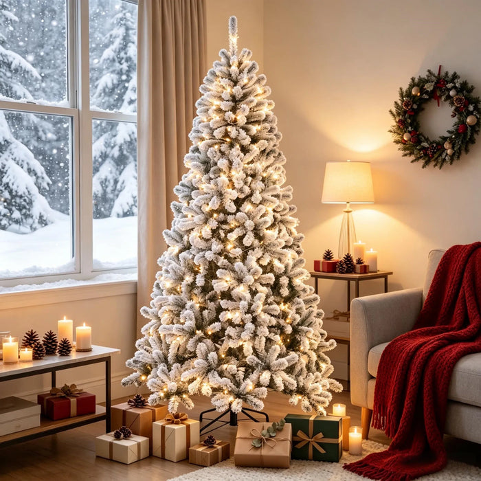Hollevo Besneeuwde Northern pine 229 cm met 350 warmwitte leds