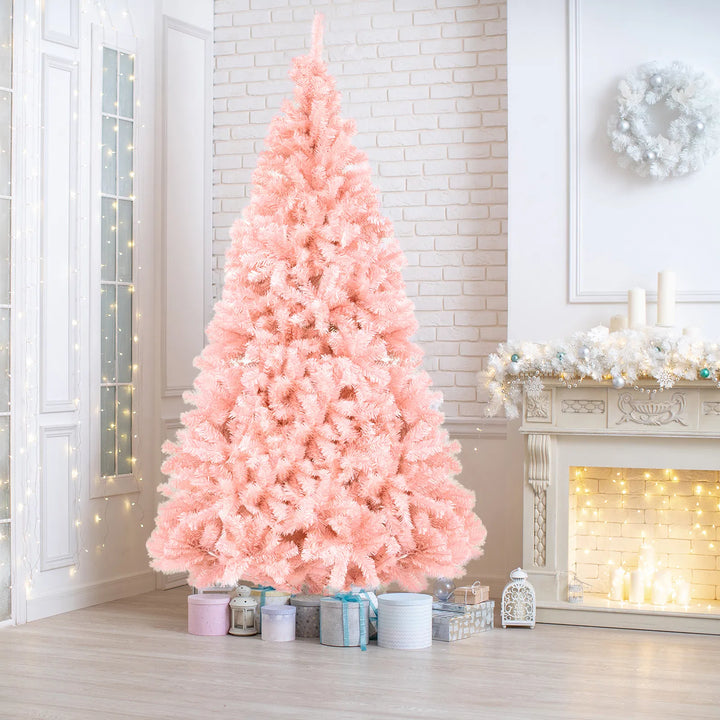 Roze kunstkerstboom op metalen voet
