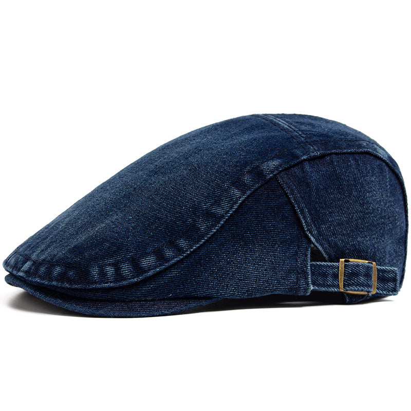 Gewassen denim flatcap