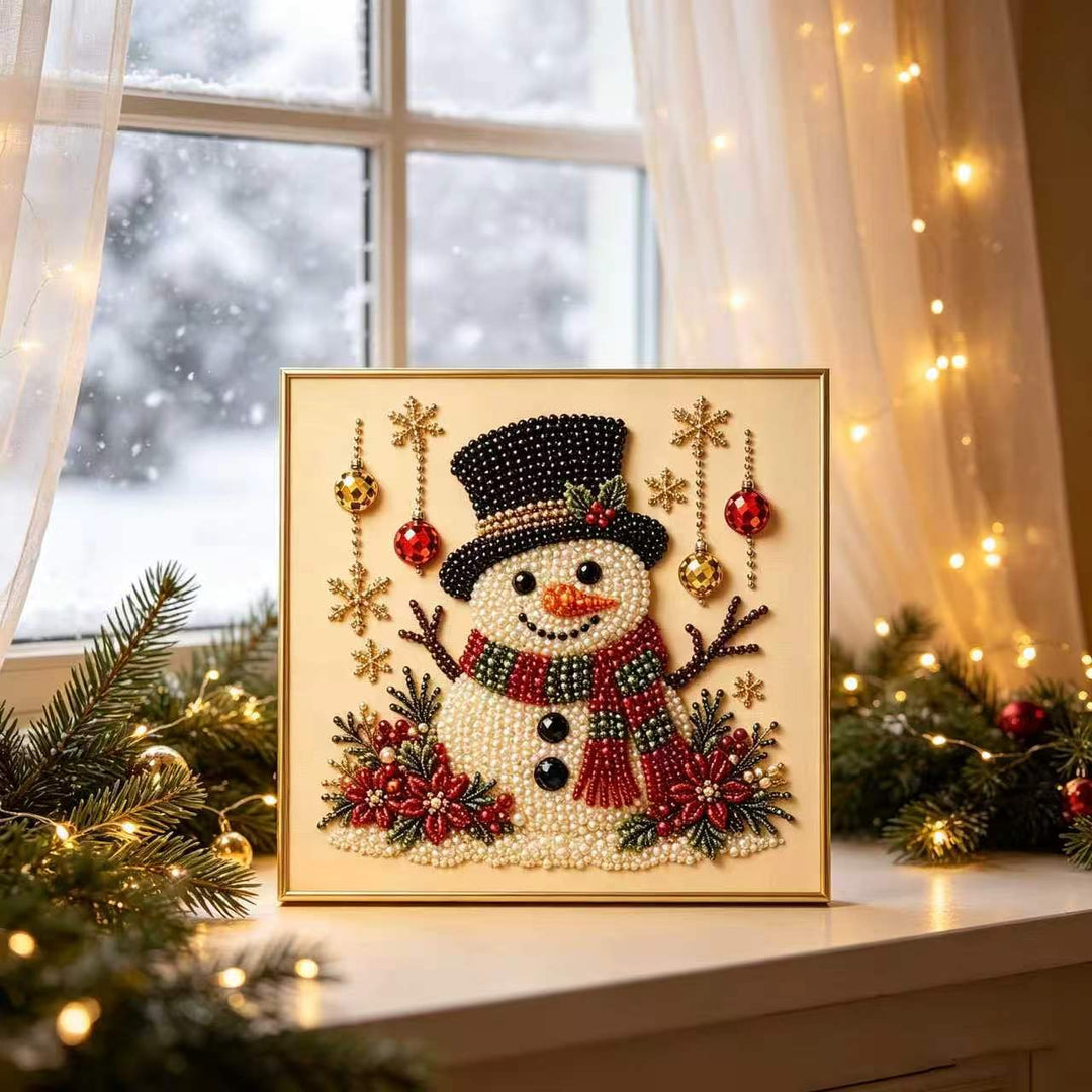 Diamond painting met kerstman op houten frame