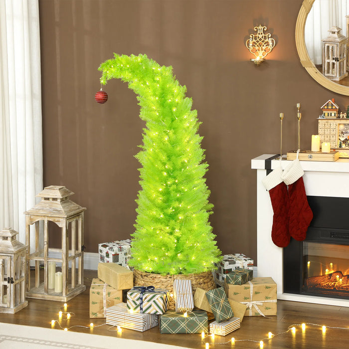 Hollevo Limoengroene smalle kerstboom 152 cm met geknakte top