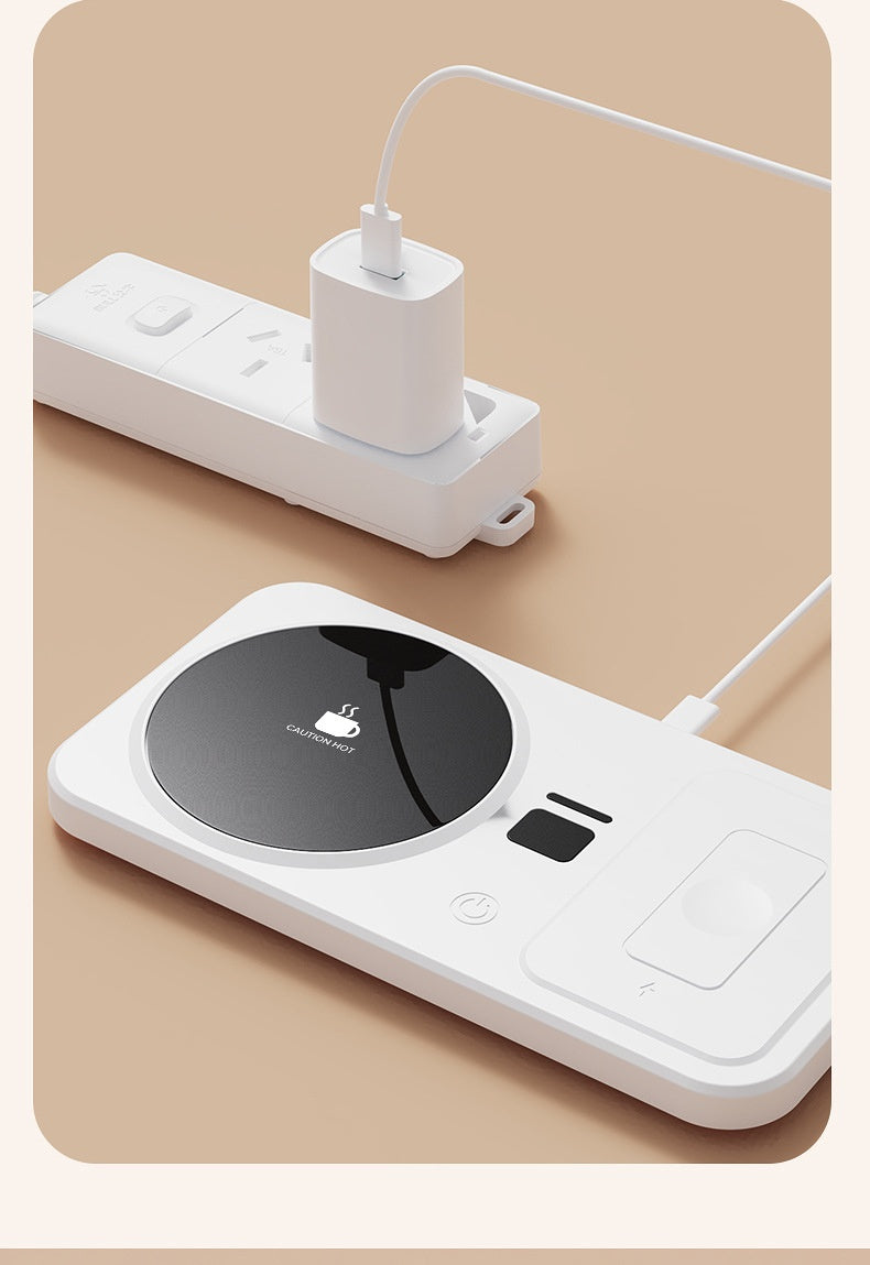 Platte bekerwarmer met draadloze telefoonlader