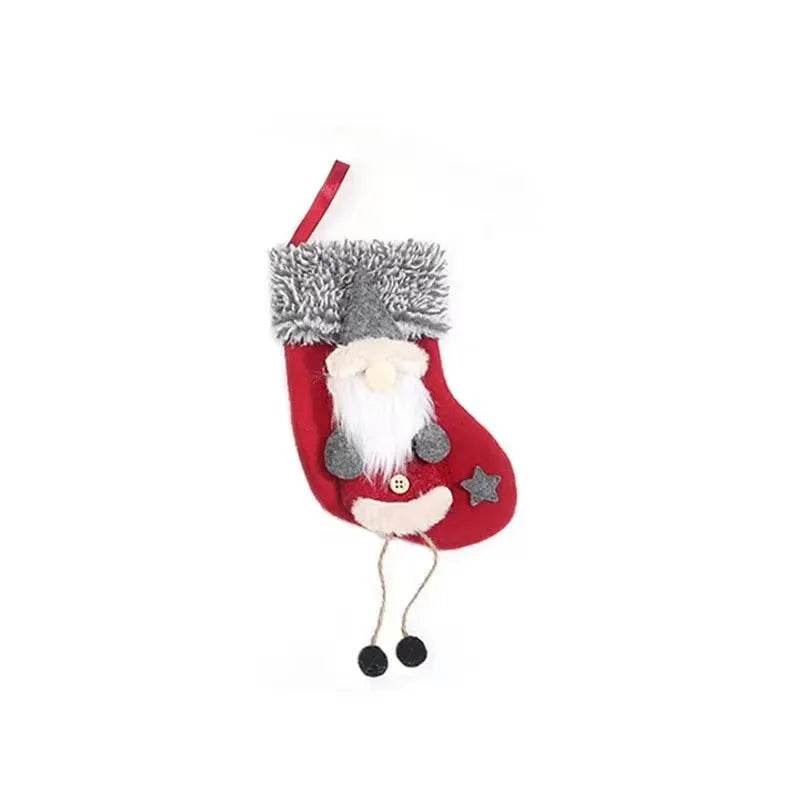 Hollevo™ Mini pluche kerstsok om op te hangen in de kerstboom