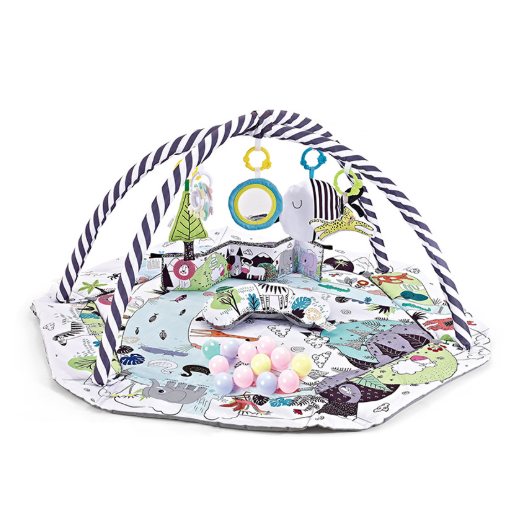 Babygym en speelkleed met bogen en hangend speelgoed