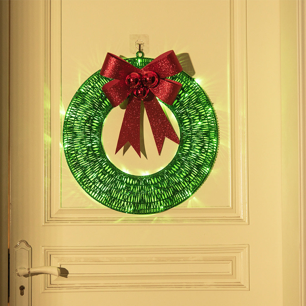 Kerstkrans met verlichting – 50 cm met grote strik