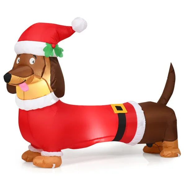 Hollevo Opblaasbare teckel in kerstmanpak 158 cm met leds