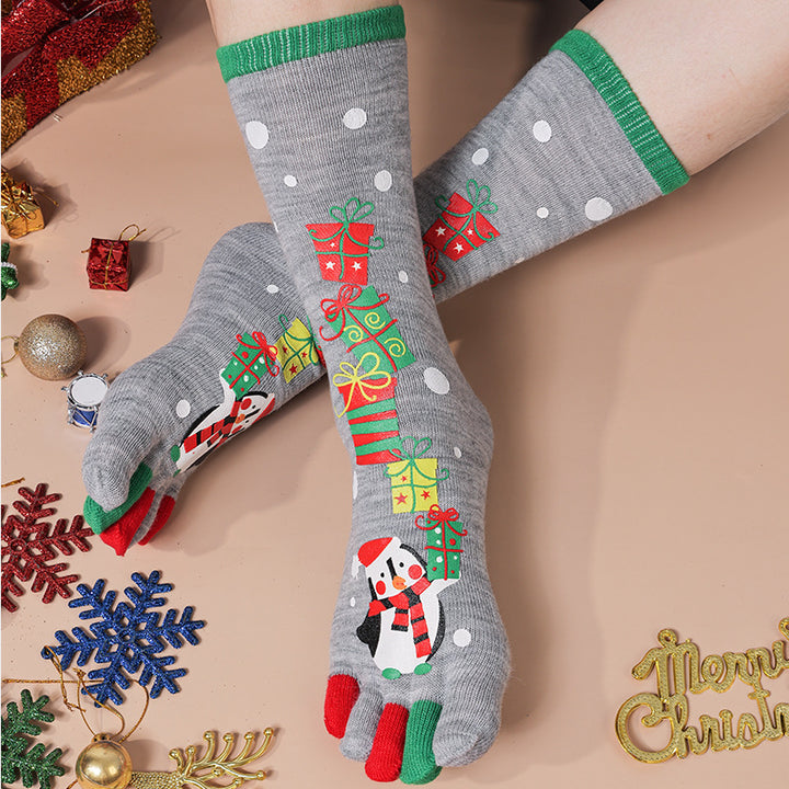 Kniehoge teensokken met kerstprint