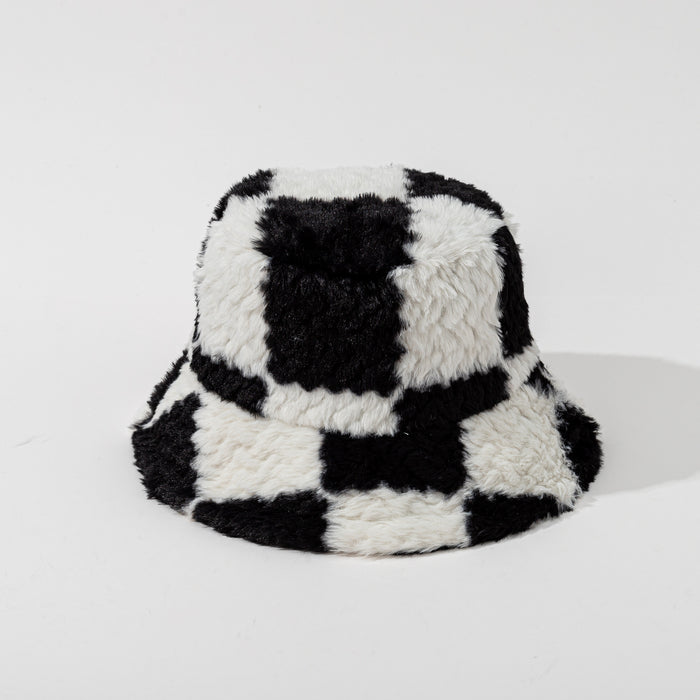 Hollevo Teddy bucket hat met dambordpatroon