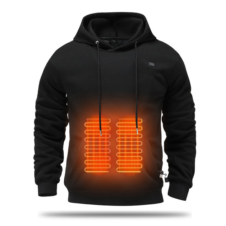 Man in verwarmde hoodie met kangoeroezak