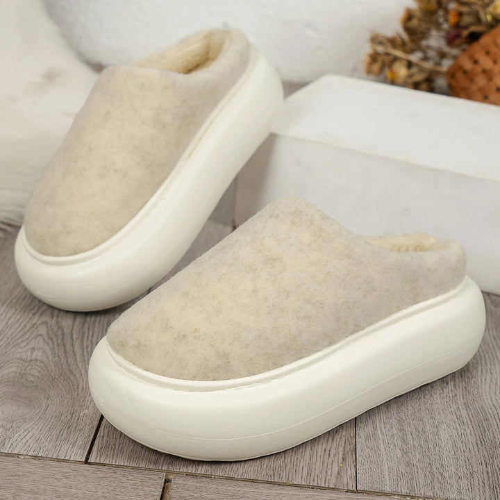 Pluche winterpantoffels dames met antislip zool