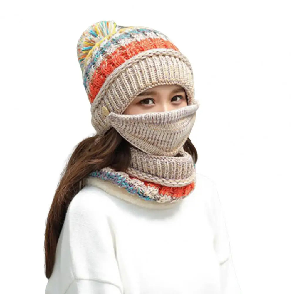 Gebreide muts en sjaal voor dames met fluwelen voering