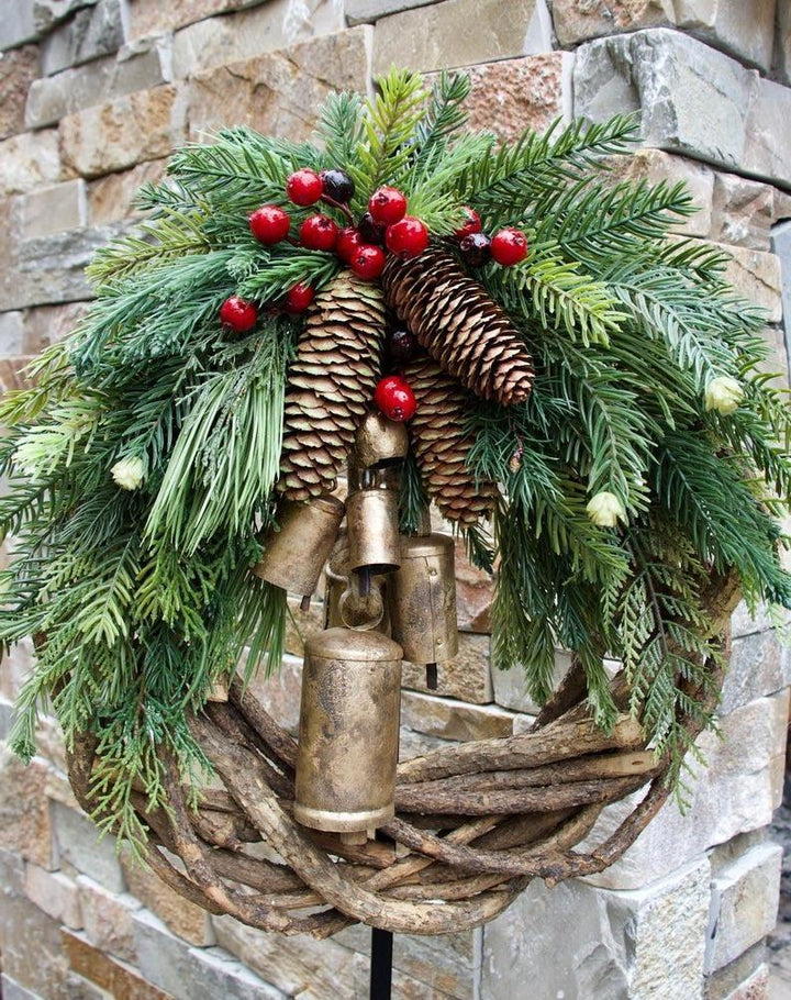 Farmhouse kerst krans, boho krans, feestdagen krans