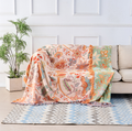 Hollevo™ Katoenen boho plaid met bloemenprint en franjes