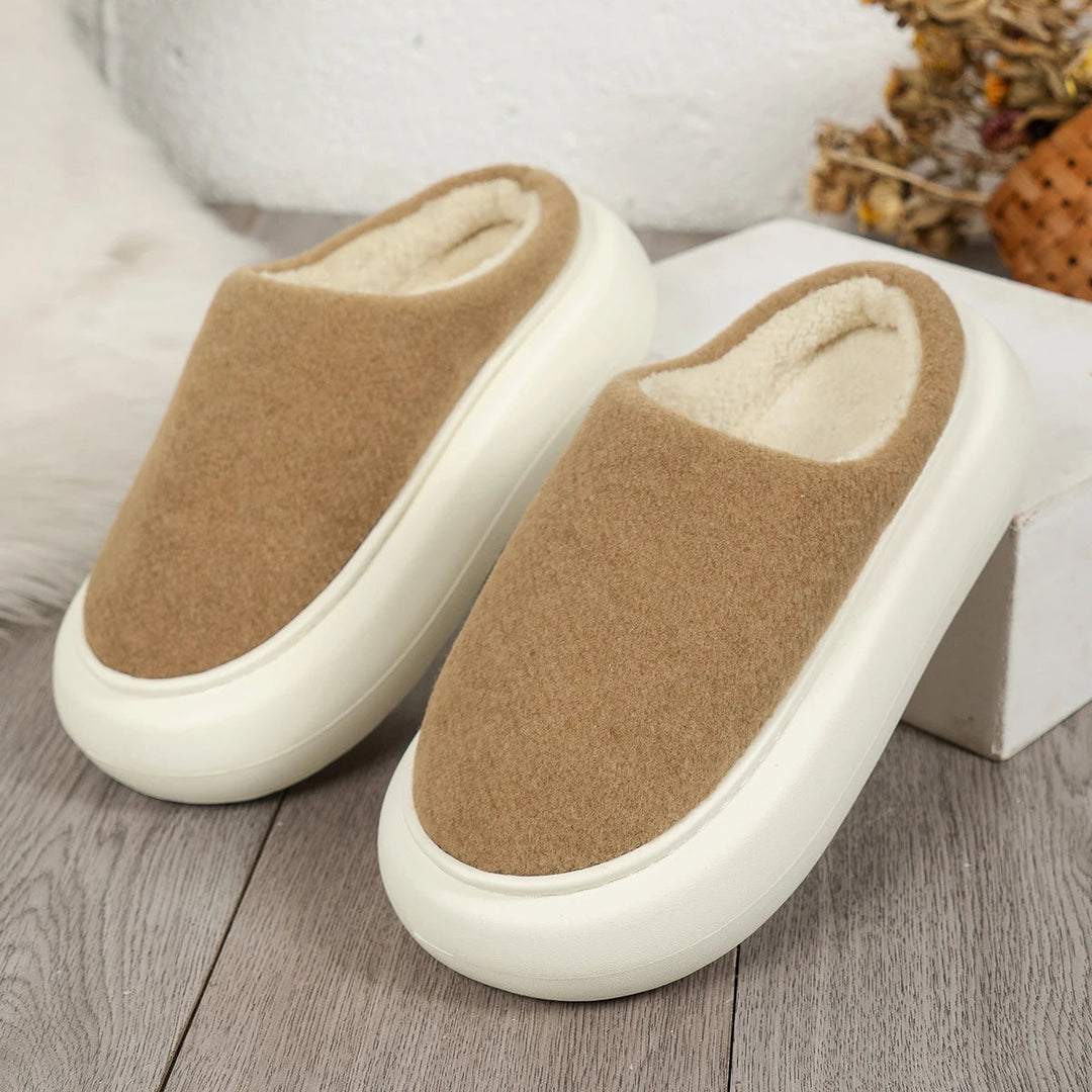 Pluche winterpantoffels dames met antislip zool