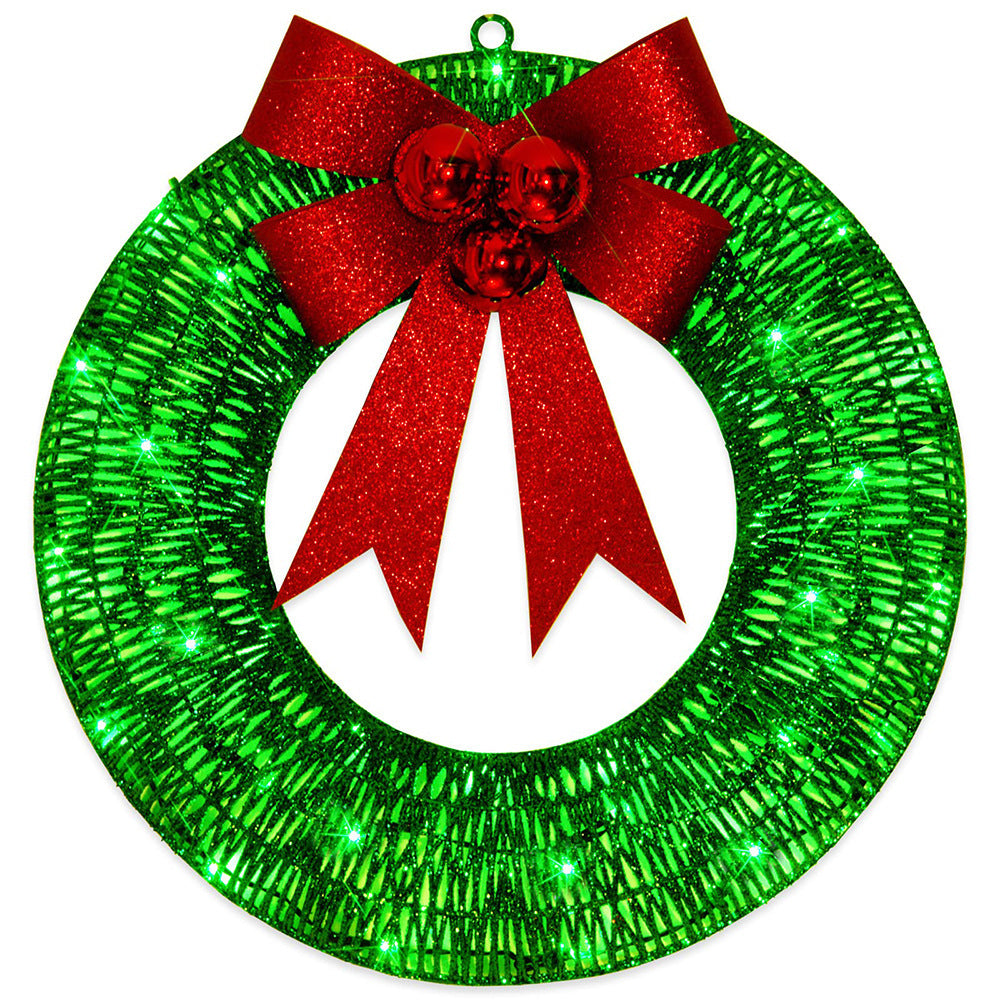 Kerstkrans met verlichting – 50 cm met grote strik
