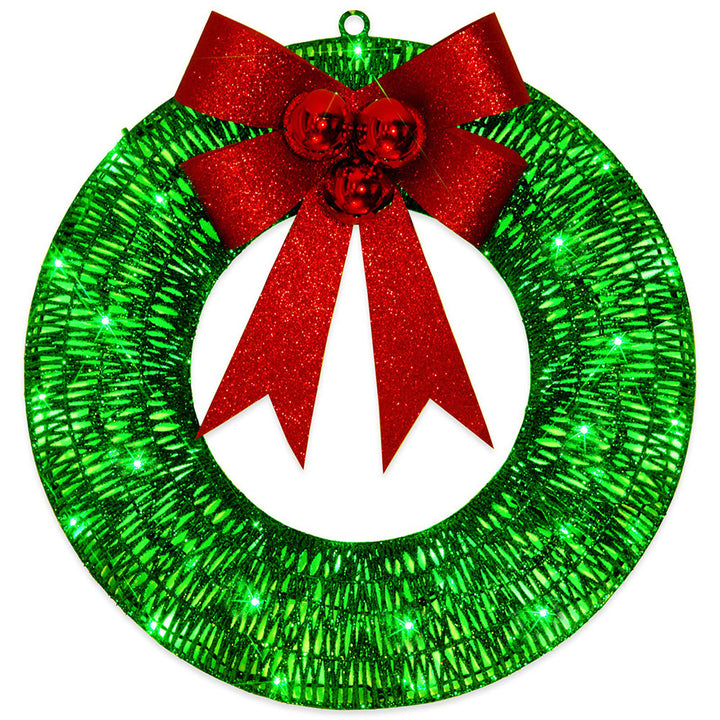 Kerstkrans met verlichting – 50 cm met grote strik