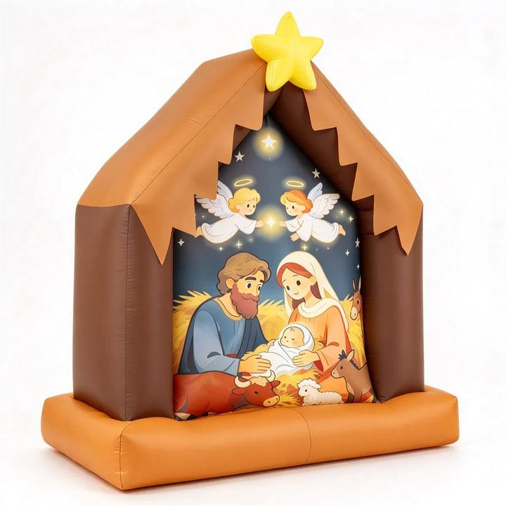 Opblaasbare kerststal met Heilige Familie