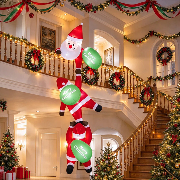 Opblaasbare decoratie met drie klimmende kerstmannen