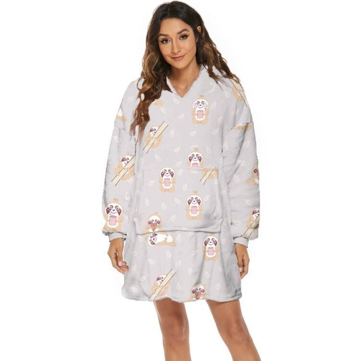 Oversized hoodie deken met capuchon en print