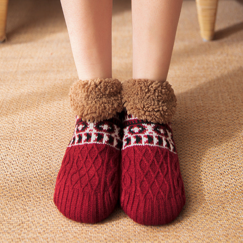Gebreide huissokken met fleece boord