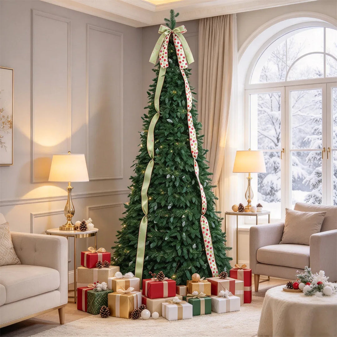 Pop-up kerstboom met satijnen linten