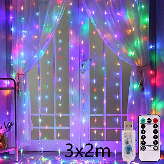 Led-lichtgordijn voor het raam met USB en 8 lichtstanden