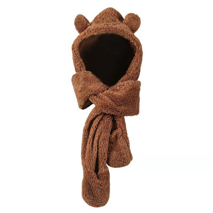 Hollevo Teddy capuchon met berenoortjes, sjaal en wanten