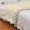 Hollevo™ Grofgebreide plaid van chenille met grote lussen