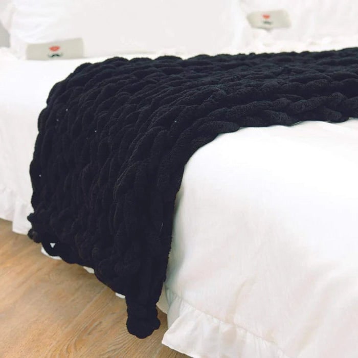 Grofgebreid gebreid plaid deken met knus chenille garen en oversized lus steken imitatie bont