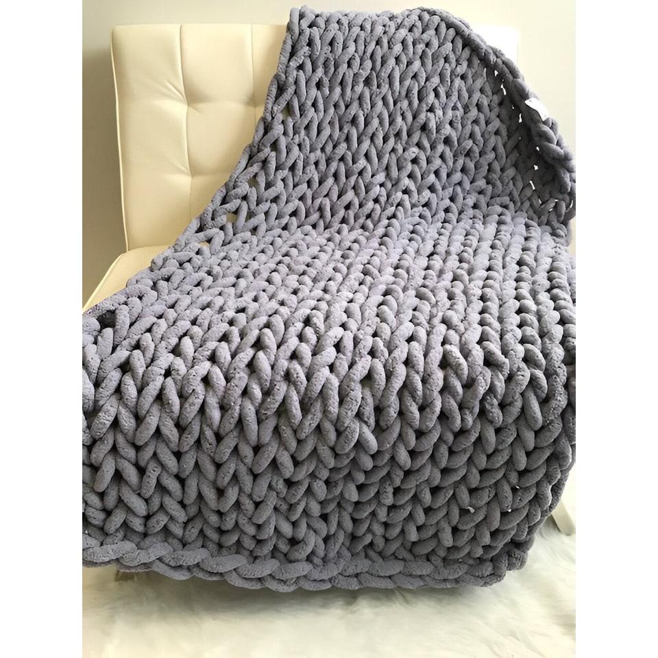 Grofgebreid gebreid plaid deken met knus chenille garen en oversized lus steken imitatie bont