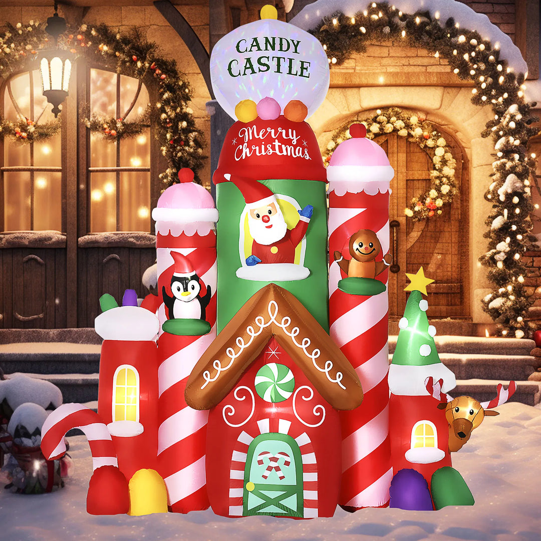 Opblaasbaar kerstkasteel met kerstman en rendier
