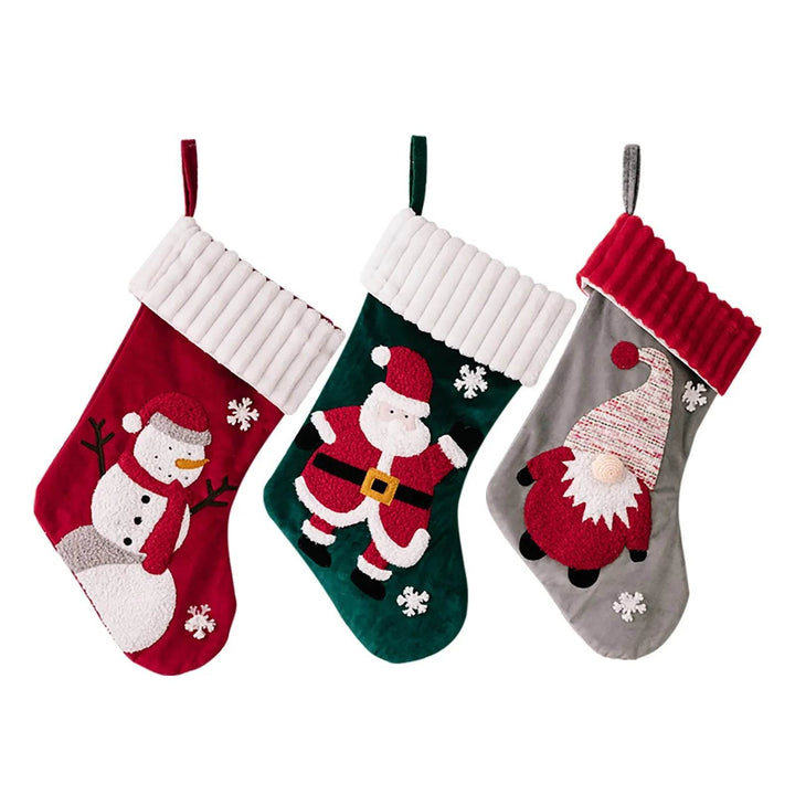 Hollevo™ Kerstsok met gouden fluwelen patch om op te hangen