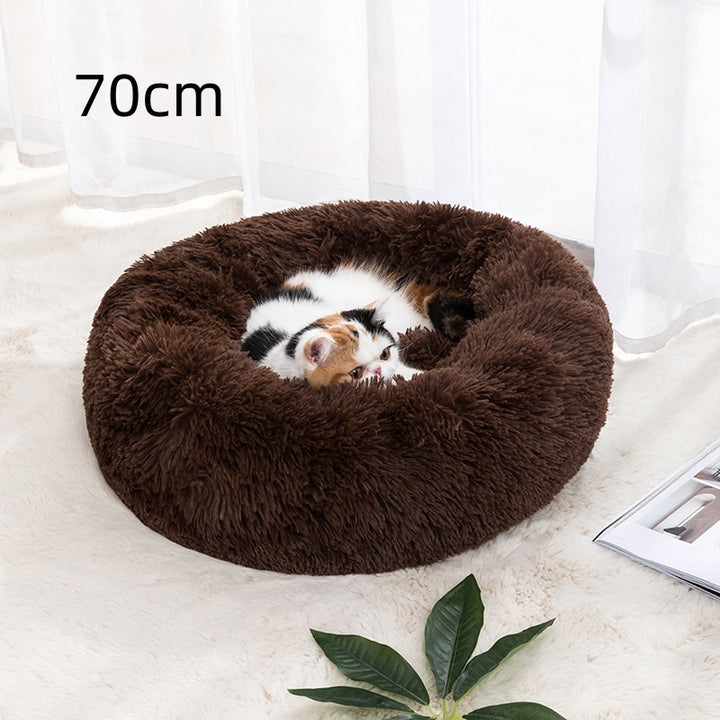 Warme ronde kattenmand voor de winter in 8 maten, van 30 tot 100 cm