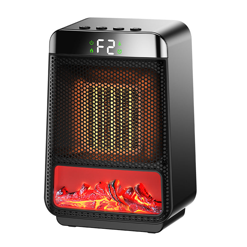 Zwarte mini kachel met flakkerend vlameffect