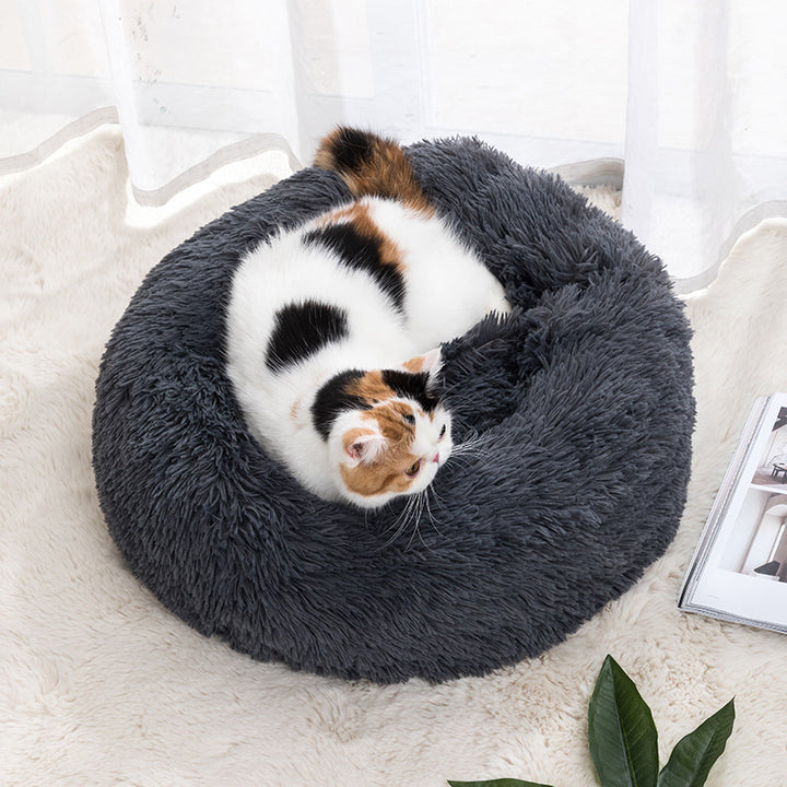 Warme ronde kattenmand voor de winter in 8 maten, van 30 tot 100 cm