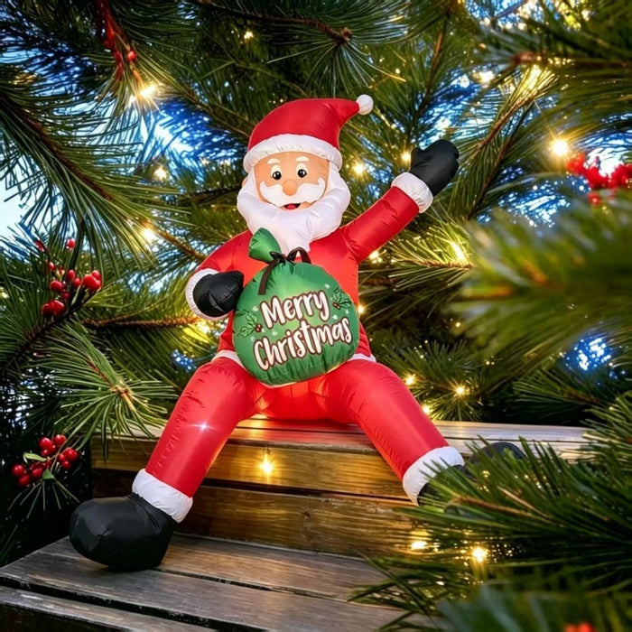 Hollevo Opblaasbare kerstman met cadeauzak, tot 2,4 m