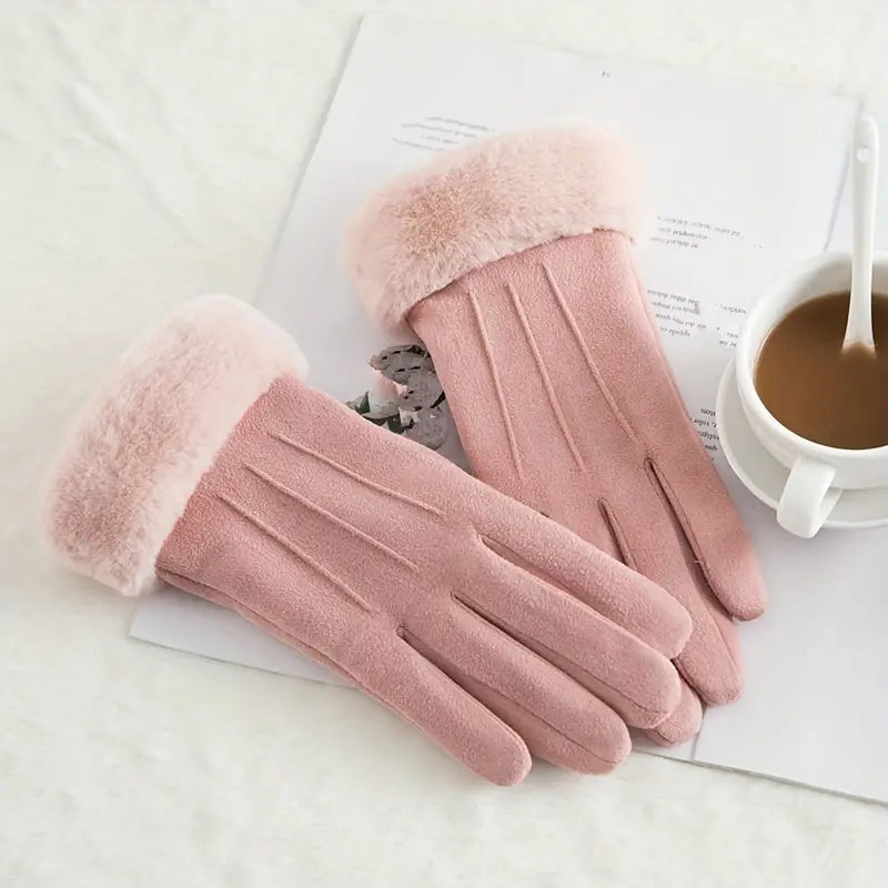Hollevo™ Suède winterhandschoenen met fluwelen voering en pluche boord