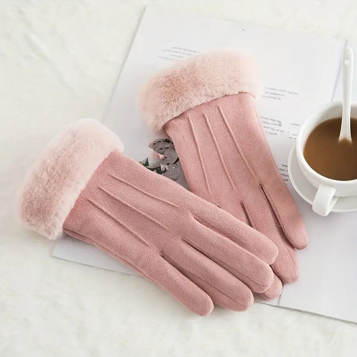 Hollevo™ Suède winterhandschoenen met fluwelen voering en pluche boord