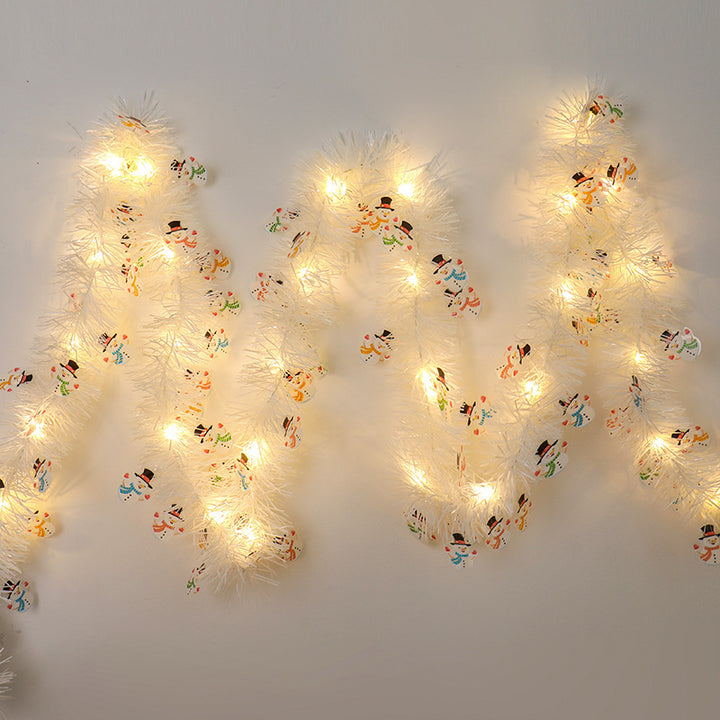 Kerstslinger met leds en kerstmannetjes
