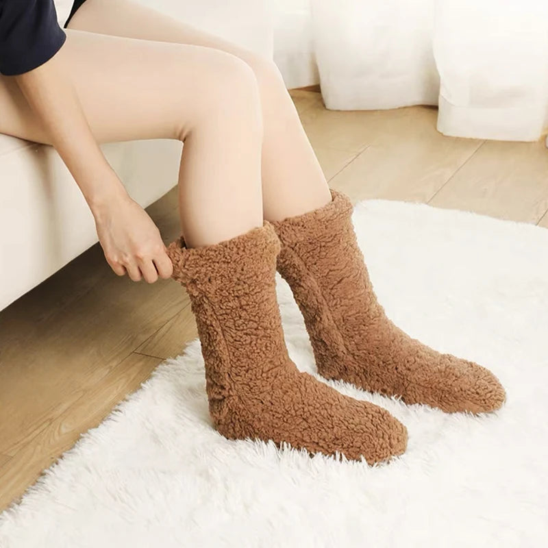 Winter pluche binnen warm sokken