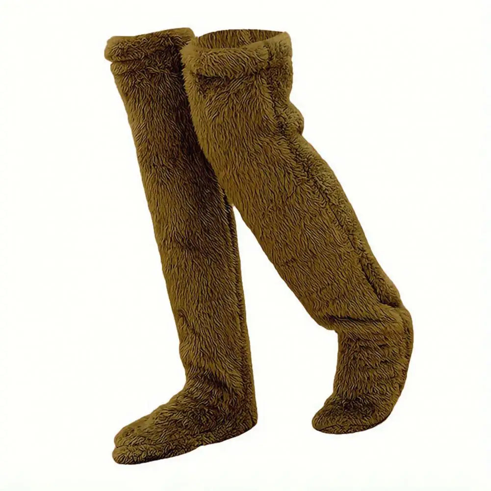Lange fleece huissokken met omslaanbare voetopening