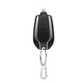 Zwarte mini powerbank als sleutelhanger