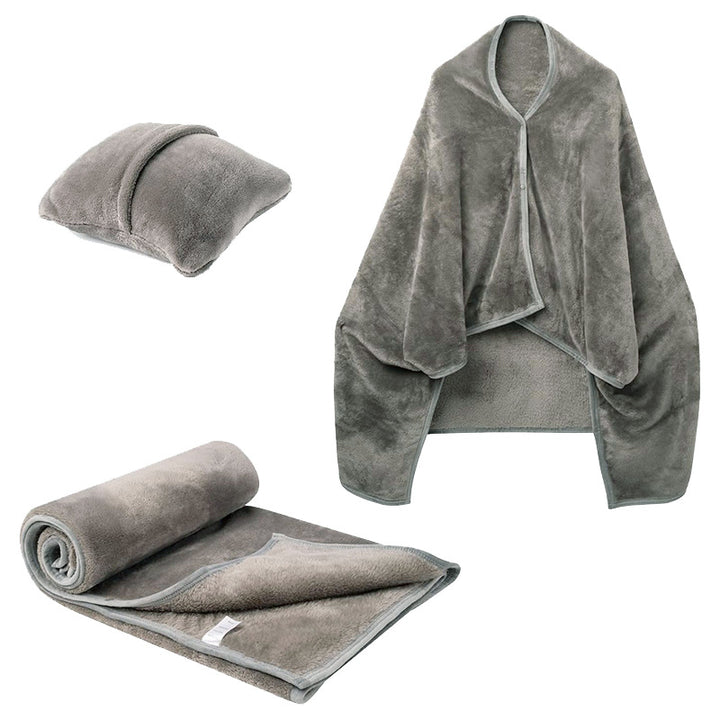 Fleece deken als omslagdoek met knopen