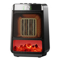Zwarte ventilatorkachel met vlameffect