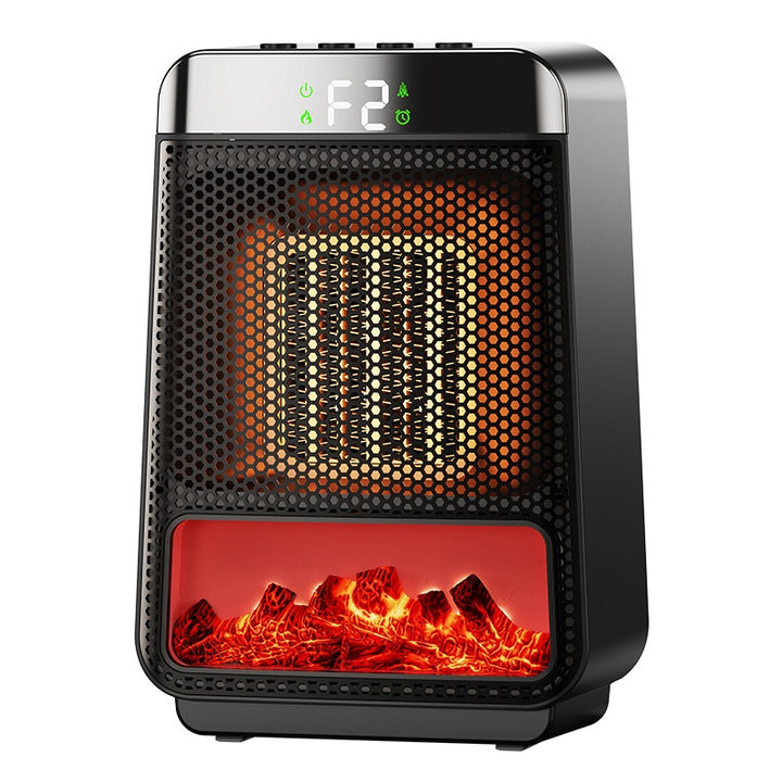 Zwarte ventilatorkachel met vlameffect