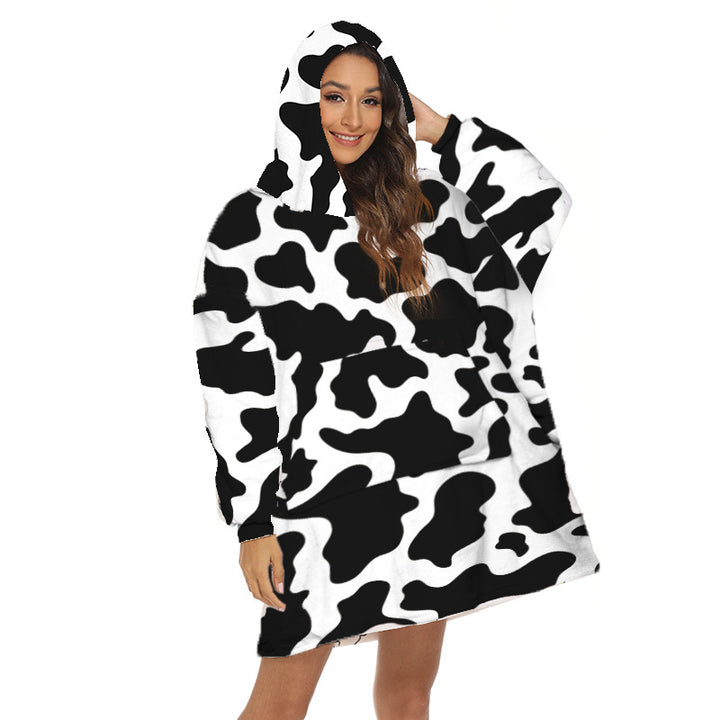 Oversized hoodie deken met capuchon en print